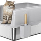 Zarler Stainless Steel Litter Box with Lid, Extra Large Cat Litter Boxes, XL Large Metal Litter Box for Big Cats with High Sided, Light Grey (Non-Sticky, Easy to Clean, Anti-Urine Leakage)