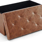 Sweetcrispy 30 Inches Folding Ottoman with Storage Bench, Foot Rest Stool, End of Bed Storage Bench Upholstered, Load 660 lbs, for Living Room, Synthetic Leather, Brown
