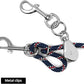 QWORK Adjustable Horse Training and Lunging Aid with Rear Fleece Cover, Navy/Red, Encourages Proper Head Carriage and Comfortable Stretching, Durable Braided Nylon Rope with Metal Clips,