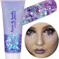 Go Ho Mermaid Purple Face Body Glitter Gel,Mardi Gras Outfit for Women Kids,Holographic Mermaid Chunky Sequins Glitters for Eye Lip Hair Nails,Festival Rave Accessories,52g