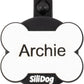 SiliDog AirTag Holder Silent Dog ID Tag – Personalized Engraved Silicone Pet Tag – Durable, Glow-in-The-Dark – White Bone