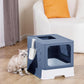 Enclosed Cat Litter Box, Large Litter Box for Big Cats, Covered Kitty Litter Boxes with Lid, Top Entry Cat Box Enclosure with Scoop, Odor Control, Easy to Clean(Blue)