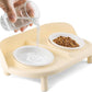 Elevated Cat Bowls, Tilted Rised Cat Food and Water Bowl with 2 Pcs Ceramic Pet Bowls, Rised Stand, Pet Dish Anti Vomiting Feeding Station for All Sized Cats & Small Dogs (Milk Coffee)