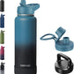 40oz Insulated Water Bottle with Straw, Stainless Steel Metal Vacuum Water Flask, Large Thermal Water bottle with Leakproof 3 Lids for Travel, Camping, Gym Sports Indigo Black