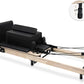 Pilates Reformer with Adjustable Height, Wooden Foldable Pilates Reformer Machine, Pilates Machine for Home Use and Studio, Pilates Equipment with Sitting Box, Jump Board and Accessories