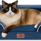 Comfort Expression Small Dog Beds Waterproof Cat Beds Orthopedic Foam Sofa Beds for Small Dogs Comfy Pet Bed with Washable Removable Cover & Non-Slip Bottom(XX-Small,Navy Blue)