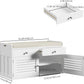 Shoe Storage Bench with 2 Drawers & 2 Doors, Entryway Bench with Cushion, 2 Adjustable Shelves, Shoe Cabinet for Entryway, Living Room, Hallway, Mudroom, Bedroom, White