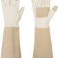 HANDLANDY Pruning Gloves Long for Men & Women, Pigskin Leather Rose Gardening Gloves- Breathable & Durability Gauntlet Glove (Small, Beige)