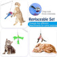 Pawaboo Cat Feather Toys, 4 Pack Interactive Teaser Wand, Retractable Fishing Pole Catcher Exerciser With Refill Fish, Dragonfly Worm With Bells, Fun Kitten Kitty Playing Toy