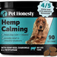 Natural Hemp Calming Chews for Dogs - Dog Anxiety Relief - Calming Aid Supplement with Valerian Root, Chamomile, + Magnesium - Stress, Separation & Thunder Support - (Beef Liver, 90 Count)
