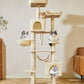 Taoqimiao Cat Tree, 71-Inch Cat Tree Cat Tower for Indoor Cats, Plush Multi-Level Cat Condo with 10 Scratching Posts, 2 Perches,Basket, 2 Caves,Hammock, 2 Pompoms,MS020M Beige