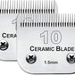 2PC 10 Blade Dog Grooming Clipper Replacement Blades Compatible with Andis Dog Clippers,Detachable Ceramic Blade & Stainless Steel Blade,Size-10, 1/16-Inch Cut Length (64315)