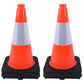 OrangeStar 4-Pack 18" Traffic Cones with Weighted Rubber Base, 6" Reflective Collar, Orange Safety Cones for Parking Lot, Road Construction, Warehouse, Highway, Weatherproof PVC