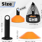 GHB Soccer Cones 25/50/100 Pack Disc Soccer Sport Cones Training Field Marker Agility Cones for Traffic, Basketball, Coaching, Practice Equipment Includes Cone Drills Guide