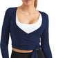 Women Tie Front Shrug Long Sleeve Bolero Cardigan Lightweight Casual Tops