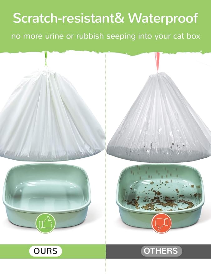 Cat Litter Liners Large, Jumbo Drawstring Extra Durable Pet Cat Pan Liners Extra-Thick Kitty Litter Box Bag-24 Count 36" x 19"