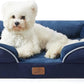 Bedsure Orthopedic Dog Bed Medium Size Dogs - Washable Medium Dog Cat Bed Waterproof, Comfort Pet Couch Sofa with Washable Removable Cover, Pets Bed with Nonskid Bottom, Blue Navy, 28"