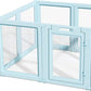 DIY Clear Acrylic Dog Playpen House,Quick Easy Assembly and Disassembly,Strong Floor Suction,Indoor and Outdoor Use,Easy Cleansing Puppy Fence (Sky Blue, 30.3" H, 8PCS)