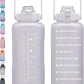 64oz,100oz,128oz Large Motivational Water Bottle with Time Marker, Leakproof & BPA Free Half Gallon Big Water Bottle with Straw Handle Tritan Frosted Water Jug for Gym,Fitness,Outdoor Sports