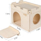Castle Chinchilla House - Small Animal Hideout for Chinchilla Guinea Pig Hedgehog, or Rat - Ventilated Wooden Hamster Habitat with Multiple Doors - Made from Natural Wood