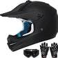 Youth Dirt Bike Helmet DOT Certified - Full Face Motorcycle Helmet for Off-Road, ATV, Street Riding, Includes Adjustable Goggles & Protective Gloves