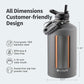 One Gallon Water Bottle Insulated, Triple Wall Vacuum Cold for 48 Hrs & Leak-proof & Non-BPA, 128oz Large Sports Stainless Steel Water Jug with Paracord Handle Straw Spout Lids & DIY Stickers