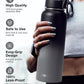 Water Bottle 40 oz Insulated with Straw&Brush, Coolflask Vaccum Stainless Steel Metal 3 Lids Water Flask for Sports, Gym or Office, Keep Cold 48H Hot 24H, Piano Night