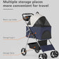 Pet Stroller with 4 Wheels for Small/Medium Pets,Travel Foldable Detachable Carrier for Dog Cat Cage Jogger Stroller, Rear Wheel Breaks, Storage Basket, Visible Mesh Weather Cover (Navy Blue)