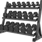 6-10 Pair Iron and Rubber Dumbbell Set 350/450 and 550 lbs 5-50 lbs Hand Free Weight for Strength Hex Coated Weights with Vertical Storage Rack Home Gym 5-50 lb - Black