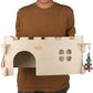 Castle Chinchilla House - Small Animal Hideout for Chinchilla Guinea Pig Hedgehog, or Rat - Ventilated Wooden Guinea Pig Hut Habitat with Multiple Doors (Large)