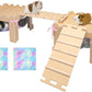 Guinea Pig Hammock with Platform and Ramps,Wooden Small Animal Hideout with Waterproof Coating Mat Hammock,Guinea Pig Cages Accessories Toys Hiding Playing,Easy to Clean(Double)