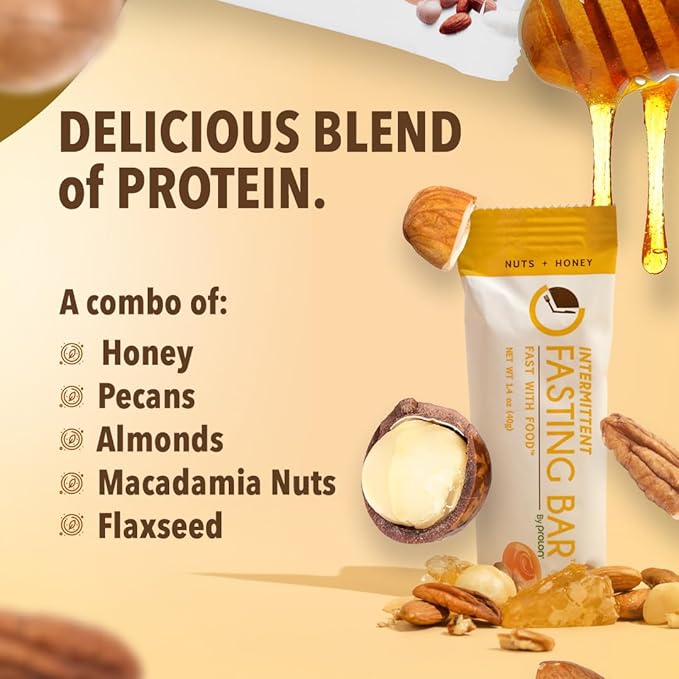 Prolon Fast Bars | Keto, Gluten Free, Dairy Free, Plant Based Protein, Intermittent Fasting Bars | Developed to Not Break Your Fast | Nuts & Honey, 12 Ct