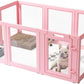 DIY Clear Acrylic Dog Playpen House,Quick Easy Assembly and Disassembly,Strong Floor Suction,Indoor and Outdoor Use,Easy Cleansing Puppy Fence (Sakura Pink, 23.6" H, 12PCS)