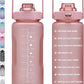 64oz,100oz,128oz Large Motivational Water Bottle with Time Marker, Leakproof & BPA Free Half Gallon Big Water Bottle with Straw Handle Tritan Frosted Water Jug for Gym,Fitness,Outdoor Sports