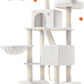 Feandrea Cat Tree, 66.1-Inch Large Cat Tower with 13 Scratching Posts, 2 Perches, 2 Caves, Basket, Hammock, Pompoms, Multi-Level Plush Cat Condo for Indoor Cats, Cream White UPCT165T01