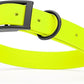 Dogline Biothane Waterproof Dog Collar Strong Coated Nylon Webbing with Black Hardware Odor- Proof for Easy Care Easy to Clean High Performance Fits Small Medium or Large Dogs, Safety Yellow