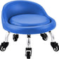 Lanstics Low Roller Seat Stool with Universal Swivel Wheels Leather Rolling Stool Seats with Cushion Backrest 360 Rolling Stools for Home Office Fitness (Blue)
