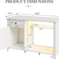 55 Gallon Fish Tank Stand with LED Light & Power Outlets, 55-75 Gallon Aquarium Stand with Drawer & Barn Door, 50" L x 20" W Cabinet for 2 Fish Tank Accessories Storage, Turtle Tank, Antique White