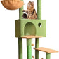 96.5"-108" Cat Tree Floor to Ceiling 7-Tier Cat Tower Adjustable Height with Scratching Posts, Cozy Hammock, Cat Condo for Indoor Cats(Green)