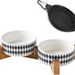 Petygooing Ceramic Dog Cat Bowl Set with Stand,Pet Food and Water Bowl,Small Dog Bowls Anti -Slip Set of 2 Cat Dishes Food Bowls Dish Small Size Pet (13.5OZ/5.1 in) Black Rhombus