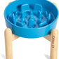 LE TAUCI Ceramic Slow Feed Dog Bowls, Elevated for Small Breeds, 6 inch, Blue, Non-slip