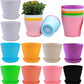 10 Pack 4 Inch Plant Pots Bulk Small Plastic Planters Pots with Drainage Holes Flower Pot for Succulent, Cactus, Herb, African Violet (10pcs-Multicolor, 4Inches)