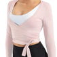 Women Tie Front Shrug Long Sleeve Bolero Cardigan Lightweight Casual Tops