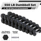 WF Athletic Supply Rubber Coated Hex Dumbbell Set, Multiple Choices Available - Dumbbells with Rack Stand and Mat, or Dumbbells Only (200/550/1200/2100/3000 LB)