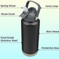 Insulated Water Bottle with Straw Lid,32 oz Stainless Steel Vacuum Metal Bottle with Silicone Handle,Black