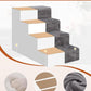 Dog Stairs for Small Dogs,22" 5-Step Pet Stairs for High Beds and Couches，Dog Steps with Non-Slip Bottom and High-Density Foam Indoor Outdoor,Grey