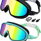 Rantizon Swim Goggles 2 Pack, Wide View Anti Fog&UV Swimming Goggles for Audlt, No Leaking Swim Glasses for Men Women Kids