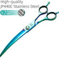 Fenice Peak 7.5'' Green Curved Dog Grooming Scissors Pet Shears with Ergonomic Offest Handle and Simulated Emerald Screw 440C Grooming Scissors Trimming Shears Durable and Sharp