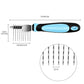 Flexzion Dogs Dematting Comb, Stainless Steel Blades Rakes, for Pets Cats Animals Matted Knotted Hair, Brush Cutting Removing Grooming Tool with Smooth Teeth Needle - Black & Blue Handle