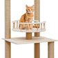 Wood Cat Tree 17” x 16”x 53” Modern Sturdy Cat Tower with Double Condos Hand-Woven Beds & Toys Multilevel Huge Paws Pals Tree Indoor Cat Furniture for Big Cats